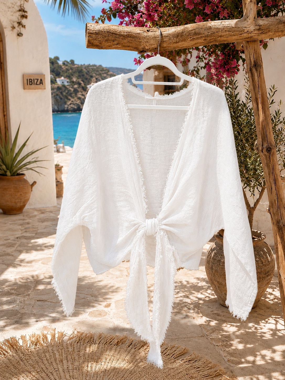 Linnen Boho Knoopvest met Franjes - Klara