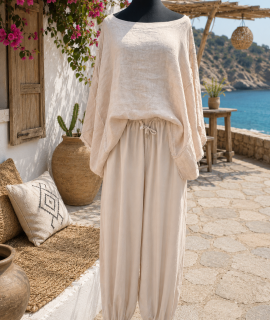 Boho broek met elastische band onder aan de pijpen – Tasha