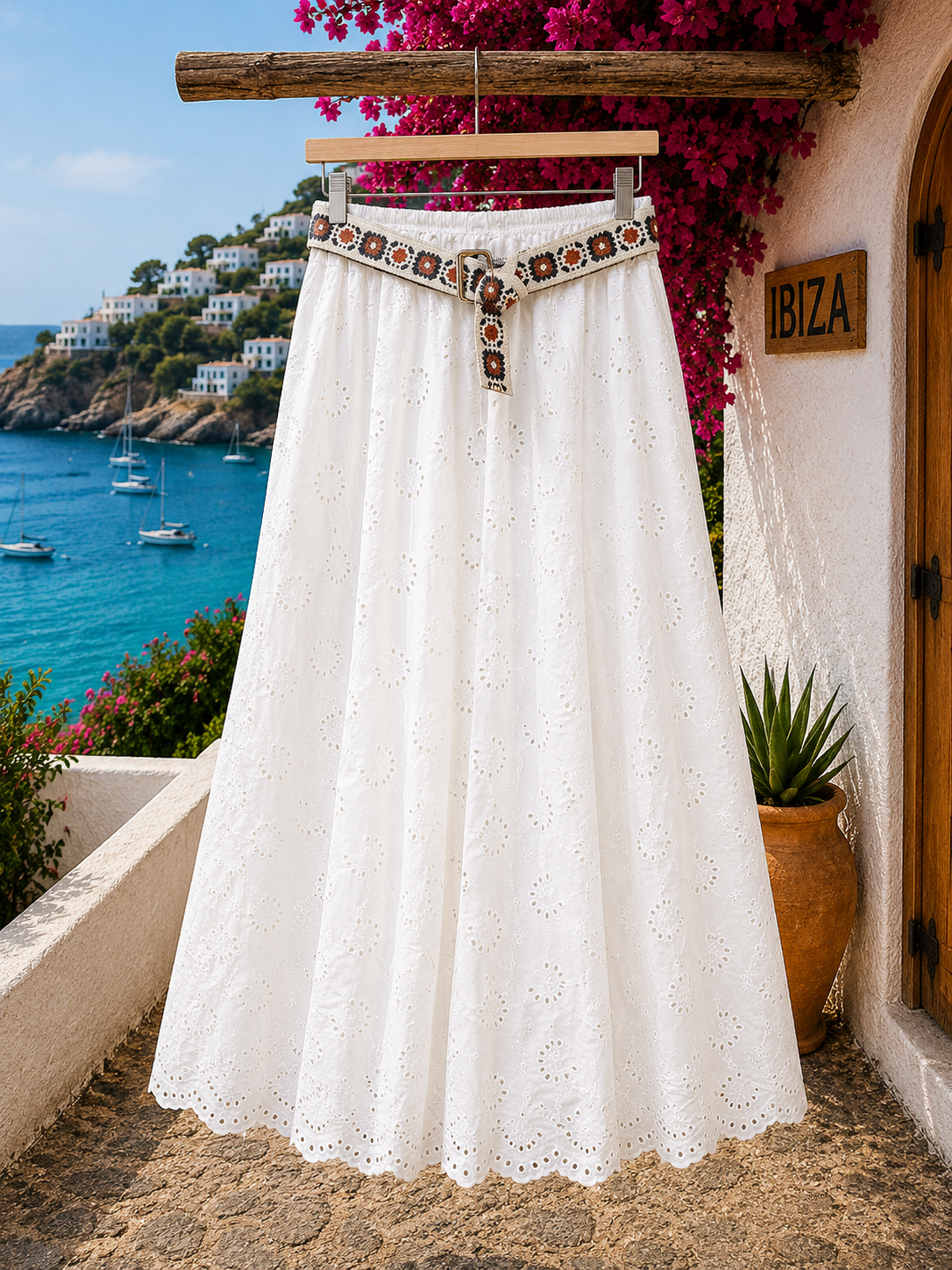 Rok Ibiza Broderie Wit - Bonny