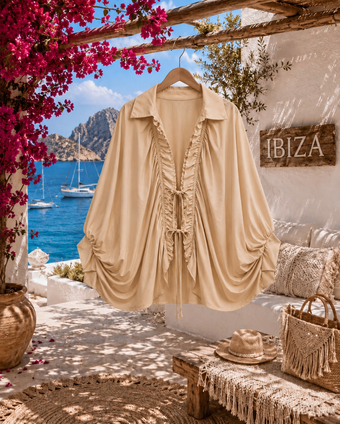 Boho Blouse jasje met Vlindermouw & striksluiting - Vera