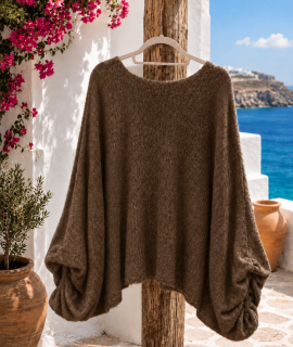 Oversized Trui met Boothals & Pofmouwen – Sheila