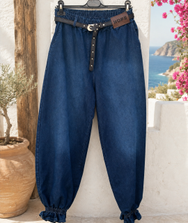 Denim Broek met Ruffle Enkelboord – Elise