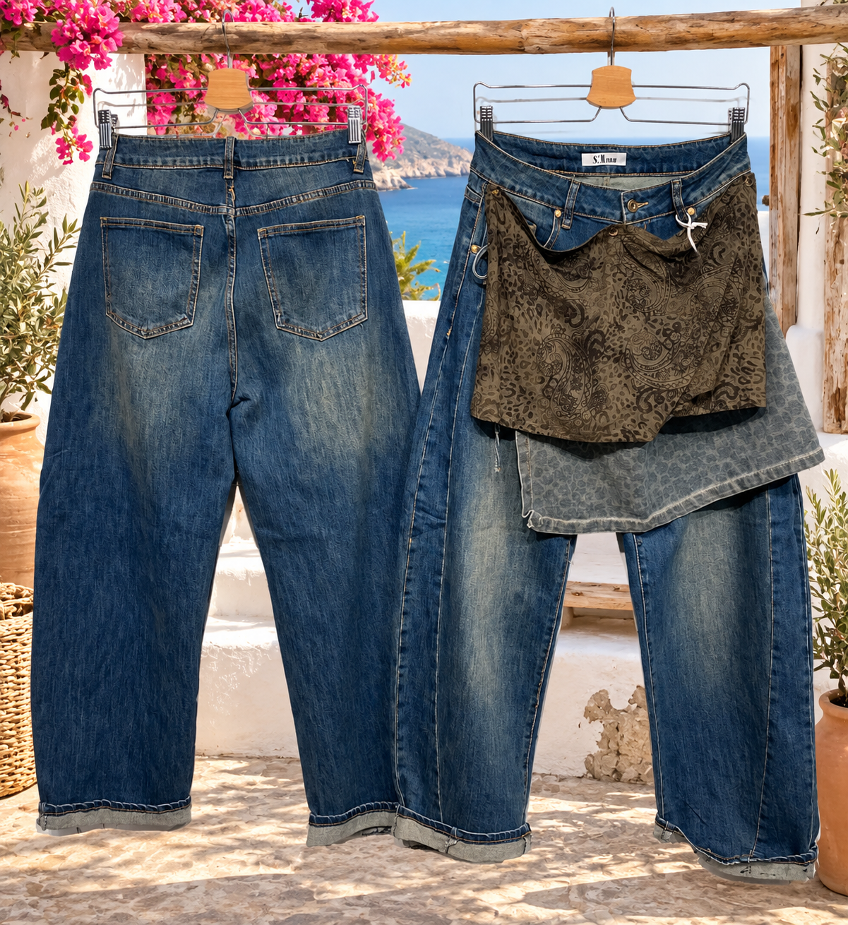 Jeans met dubbele overslag en printdetails - Dafna