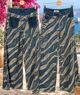 Jeans met rafelstrepen en wijde pijpen – Simone