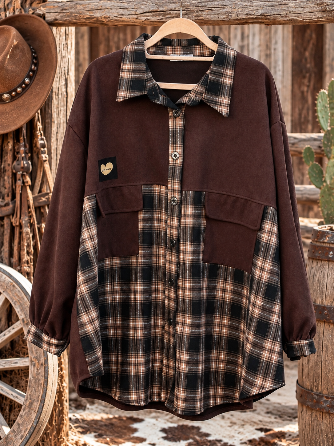 Oversized Western Blouse met Ruitdetails - Dolly - Afbeelding 2