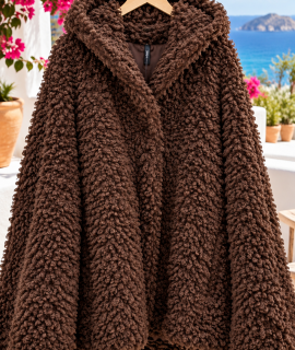 Teddy jas met capuchon Donkerbruin – Tiffany