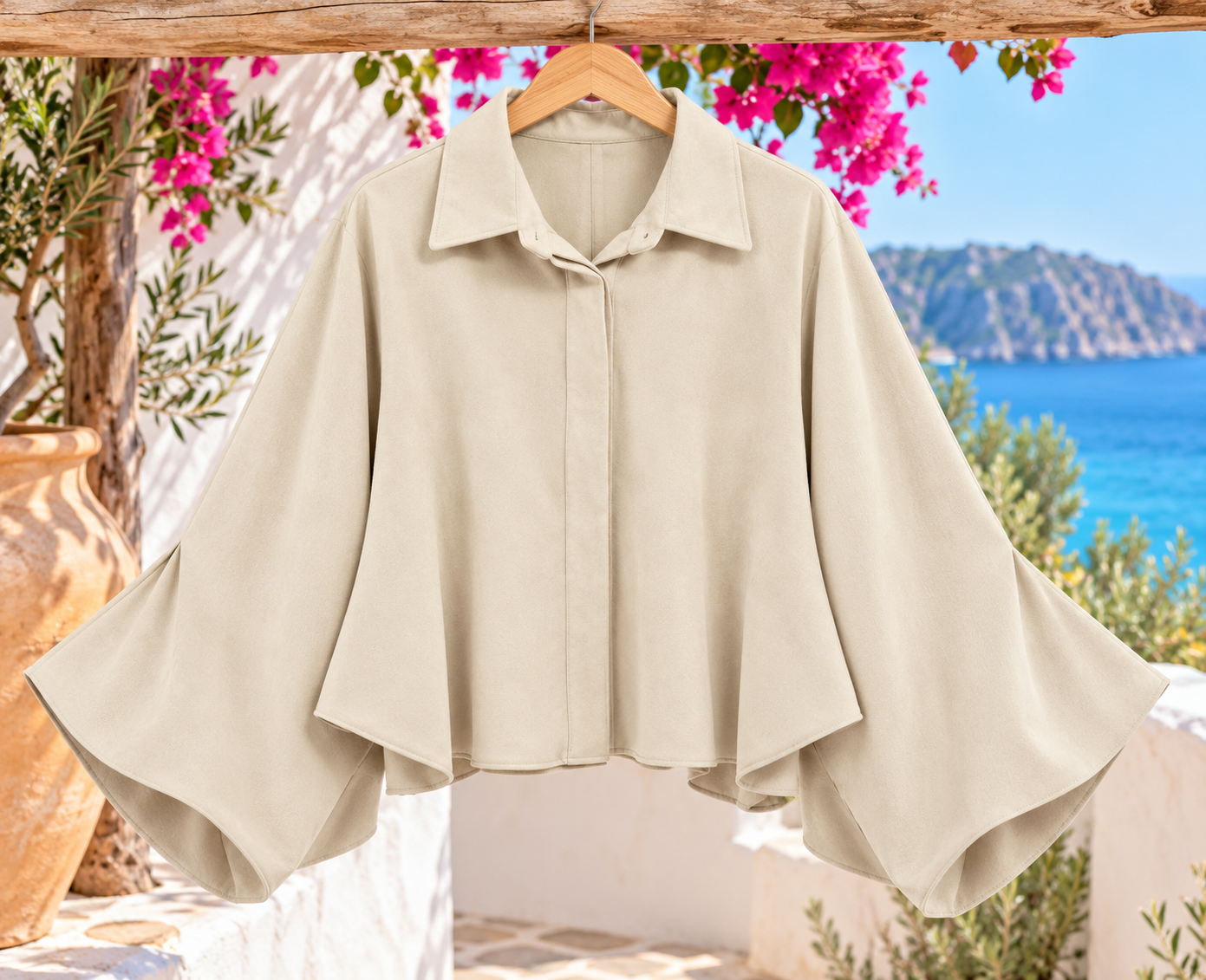 Blouse met doorlopende pofmouwen - Sally