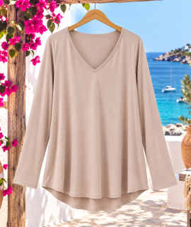 Shirt met V-hals en klokmodel – Dina