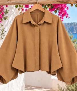 Blouse met doorlopende pofmouwen – Sally
